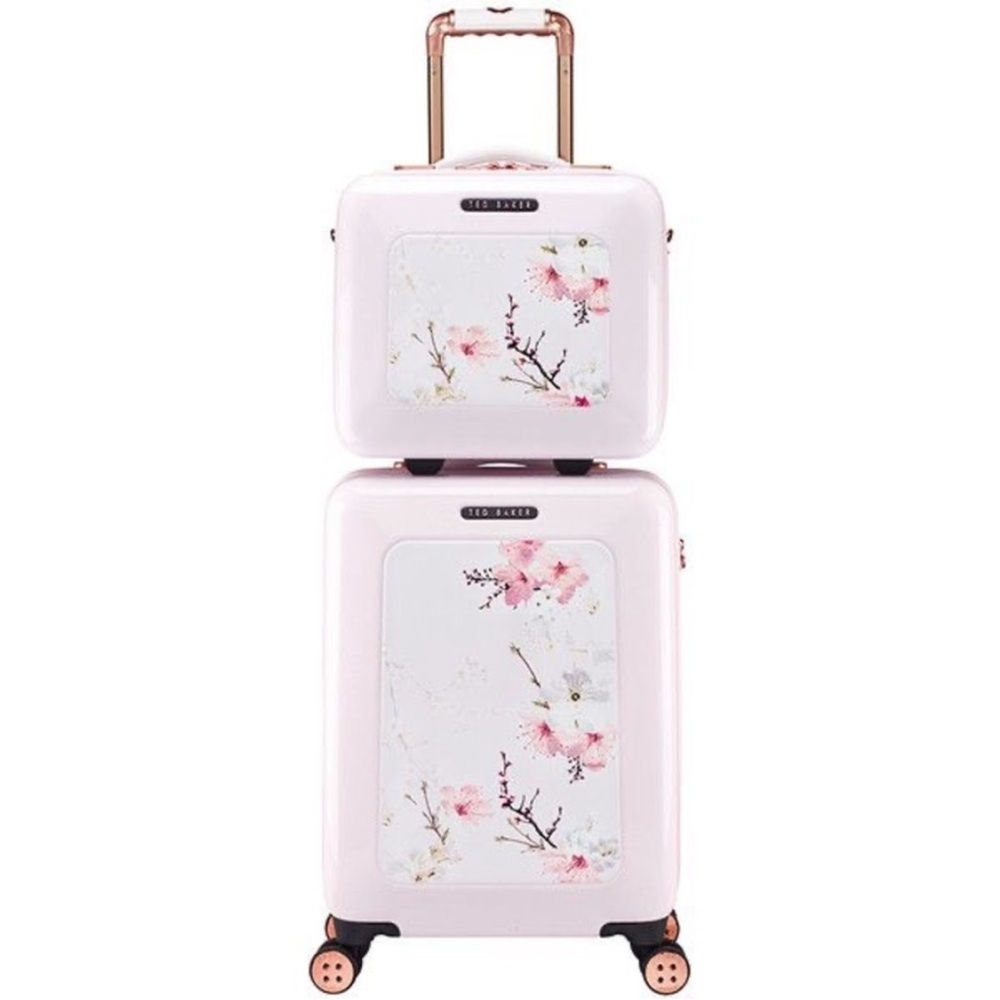 Ted Baker Oriental Blossom Cherry Blossom Pink And White Carry-On Suitcase - Picture 13 of 16